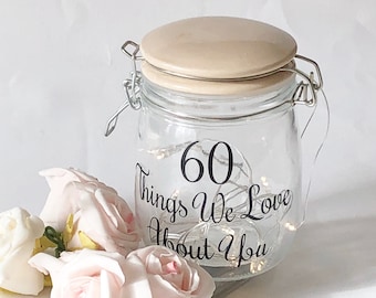 Personalised Jar decal, things I love about you sticker , mason jar vinyl, birthday gift, 60 things I love about you decal, Mothers Day gift