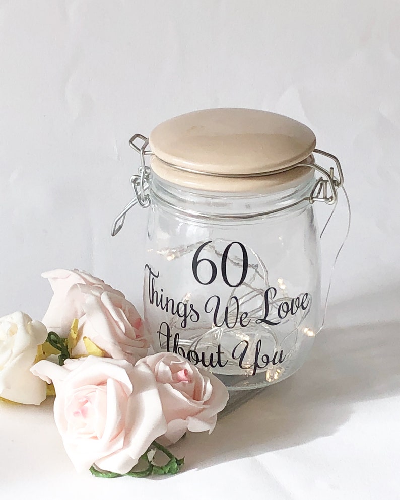 50 things we love about you decal, mason jar decal l vinyl, birthday gift, 60 things I love about you decal, 30th birthday 40th birthday image 6