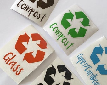 Recycling bin Vinyl labels home organisation  labels   bin labels recycling labels  custom vinyl stickers