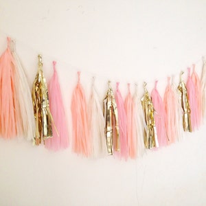 Peach pink gold mix garland wedding birthday baby shower christening  party decoration back drop