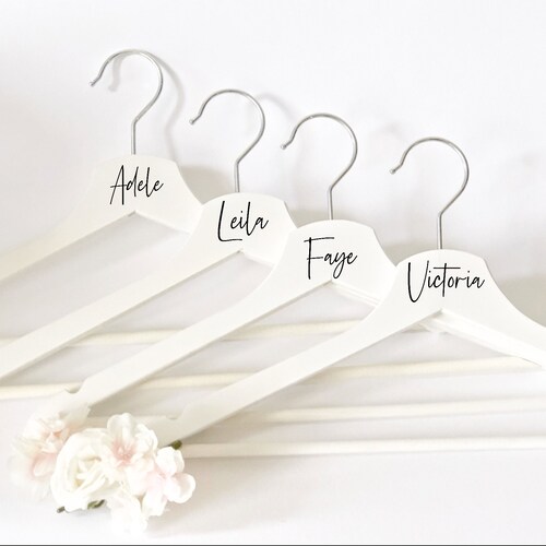 wedding hanger decal personalised vinyl name label, bridal wedding  stickers, wedding gift decals, wedding bridal hanger labels