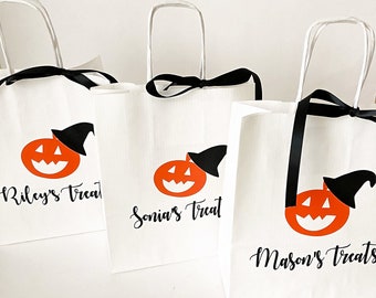 Halloween gift bags, Trick or treat halloween bags, halloween gift bags, personalised gift bags, party bags, pumpkin gift bags