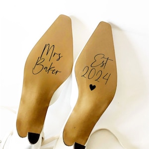 Wedding shoe sticker Personalised shoe decal, just married,custom wedding vinyl sticker bride shoe decal, wedding sticker, 2024 bride, decal