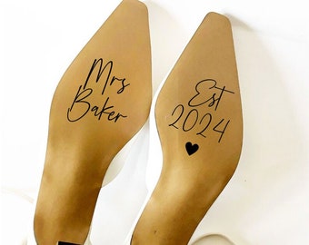 Wedding shoe sticker Personalised shoe decal, just married,custom wedding vinyl sticker bride shoe decal, wedding sticker, 2024 bride, decal