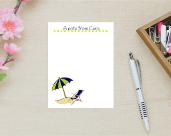 Personalized Beach Theme Notepad, 50 Page Stationery Gift