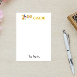 2nd Grade Notepad, Personalized Teacher Notepad, Teacher Christmas Gift, 2nd Grade Teacher Gift, Personalized Teacher Gift