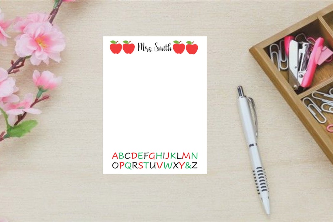 Personalized Teacher Notepad | Apple Design, Christmas Gift - Etsy