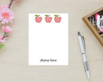 Personalized Notepad| Teacher Gift| | Personalized with Name| Apple themed noptepad