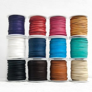 FREE SHIPPING!! Flat Leather Cord, Leather Lace, 1/8&quot; Deerskin Lace Supplies for Jewelry, 3 Feet x 3mm Necklaces Beads Real Leather Supply