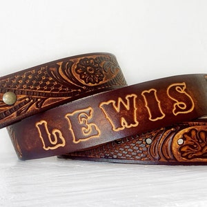 Handmade Leather Belt with Personalized Name, Fathers Day Gifts, Personalized Gifts For Husband, Wedding Gifts, Mens Tooled Leather Belts