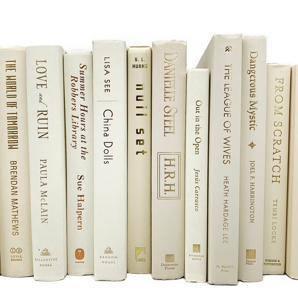 Neutral Books, Beige, Cream, Ivory, Tan Decorative Books, Decorative Book Bundle for Home Staging Shelves and Home Decor