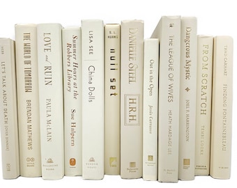 Neutral Books, Beige, Cream, Ivory, Tan Decorative Books, Decorative Book Bundle for Home Staging Shelves and Home Decor