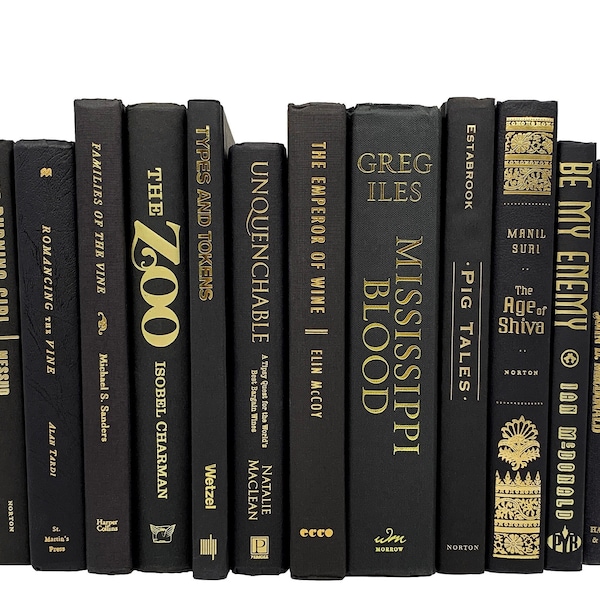 Black Books with Gold Foil Lettering for Home Decor - Farmhouse Bookshelf Insert Book Bundle Books by Color - REAL Hardcover Books