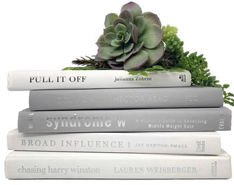 Gray and White Decorative Books by Color Bundle