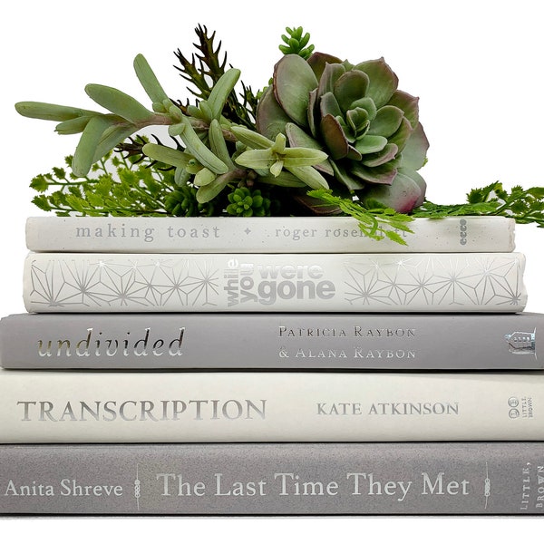 Bundle of White and Light Gray Decorative Books - Staging Books Color Bundle - Cream, Gray and Coordinating Hues - Home Decor Stack of Books