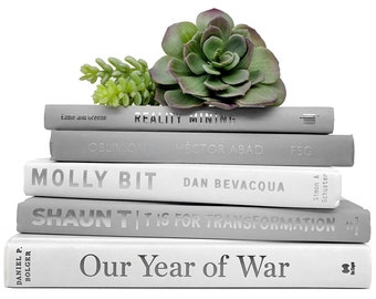 Modern White and Gray Decorative Books by Color for Home Decor