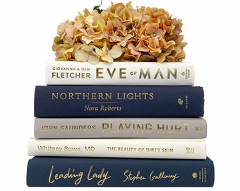 Bundle of Navy, Gray, Ivory, White Decorative Books - Staging Books Color Bundle - Cream Home Decor Stack of Books