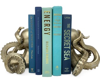 Beachy Coastal Decorative Books by Color Bundle - Greens, Blues and Coordinating Coastal Beach Hues - Home Decor Colorful Stack of Books