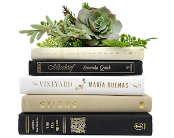 Eclectic Decor Book Stack - Decorative Books for Home Decor - Real Hardcover Books for Bookshelf Decor - Books by Color for Home Staging