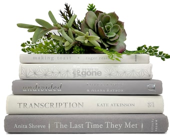 Bundle of White and Light Gray Decorative Books - Staging Books Color Bundle - Cream, Gray and Coordinating Hues - Home Decor Stack of Books