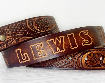 Personalized Leather Belt - Custom Name - Free Personalization - Free Shipping - Personalized Gift for Him or Her