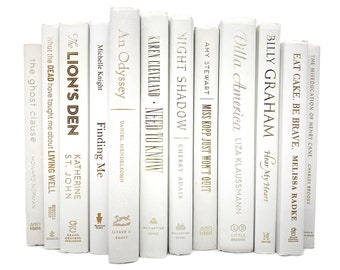 White Modern Hardcover Decorative Books with Gold, Copper, Silver Foil Lettering - White Books for Staging - Home Decor Stack of Books