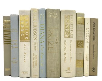 Antique, Vintage Neutral Books for Home Decor, Cottage Core Fabric Bound Decorative Books Farmhouse Decor and Cottagecore Bookshelf Staging