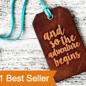 And So The Adventure Begins Leather Wedding Gift, Luggage Tag Grad Gift, Leather Travel Gift Wedding Gift, Travel Quote, For the Couple