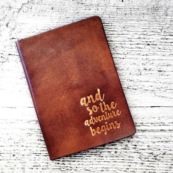 Leather Passport Cover, Passport Holder, Personalized Travel Wallet, And So The Adventure Begins, Wanderlust, Travel Gift, Graduation Gift