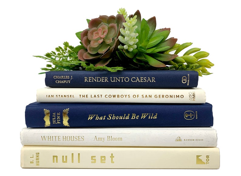 Modern Neutral Book Bundles for Home Decor Beige, Tan and Navy Blue Decadent Decorative Book Collections image 6