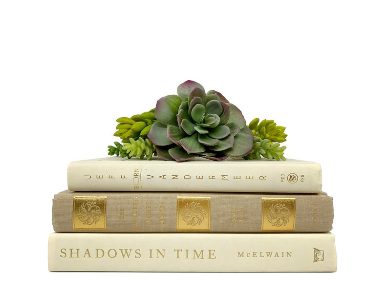 Modern Neutral Book Bundles for Home Decor Beige, Tan and Navy Blue Decadent Decorative Book Collections image 5