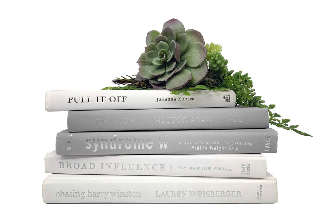 Gray and White Decorative Books by Color Bundle Etsy