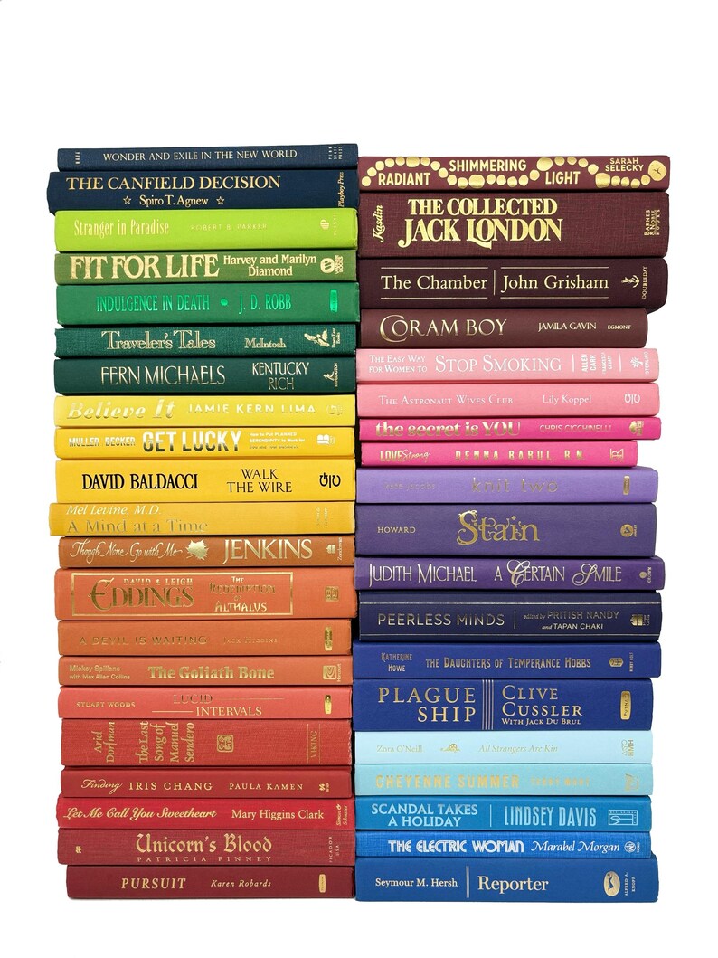 Used Hardcover Books Styled by Color for Home Decor, Damaged Books at ...