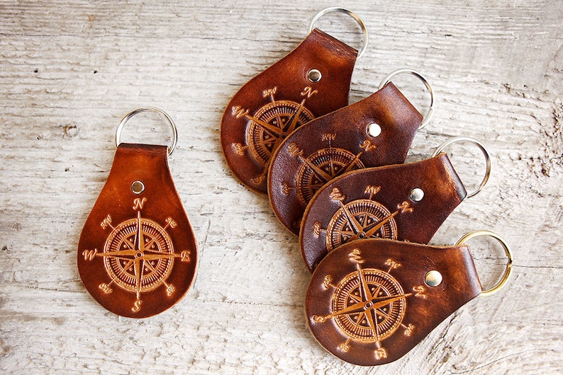 Bulk Wholesale Keychains Compass Design Genuine Leather Key Etsy