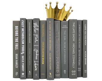 Bundle of Dark Gray Decorative Books - Modern Home Decor REAL Book Stack for Home Staging Shelves