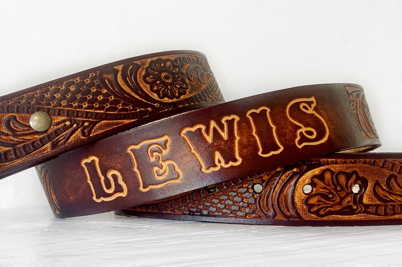 Personalized Leather Belt Custom Name Free Personalization Free Shipping Personalized Gift for Him or Her image 1