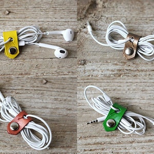Cord Organizers Leather, STOCKING STUFFER  Holiday Gift, Tech Accessory, Travel Gift, Leather Cord Keeper, Cord Holder, Gifts For Friends