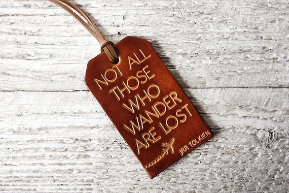Leather Luggage Tag Stocking Stuffer Travel Gift Not All