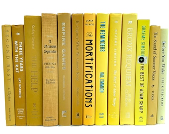 Bundle of Yellow Decorative Books by Color Bundle - Yellows Instant Library - Home Decor Colorful Stack of Books by Color Shades