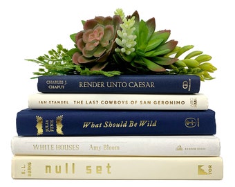 Bundle of Navy, Beige, Ivory, Tan, White Decorative Books - Staging Books Color Bundle - Cream Home Decor Stack of Books