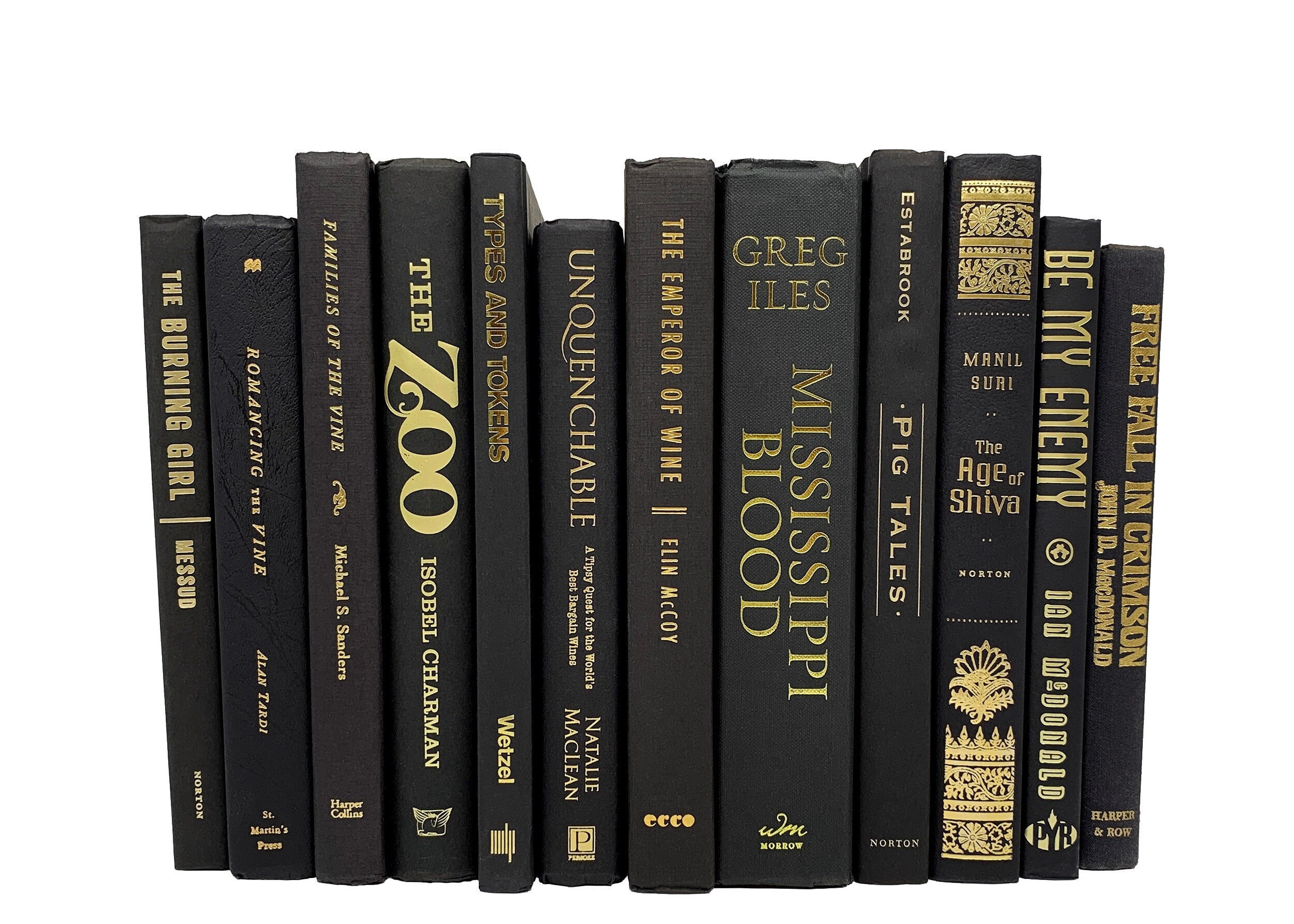 Black Books With Gold Foil Lettering for Home Decor Etsy