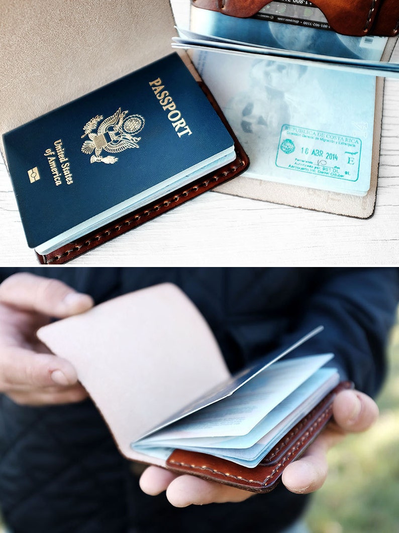Personalized Leather Passport Holder Travel Wallet, And So The Adventure Begins, Passport Cover, Genuine Leather, Wanderlust image 6