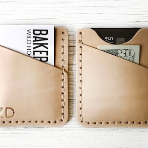 Leather Wallet Mens Gift Personalized BUY IT ONCE - Personalized up to Three Characters, Initials - Durable, Slim, Thin Front Pocket Wallet