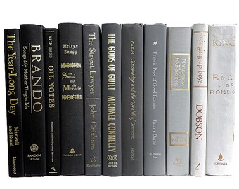 Bundle of Ombre Grayscale Decorative Books by Color Bundle - Gray Ombre - Instant Library - Home Decor Stack of Books by Color