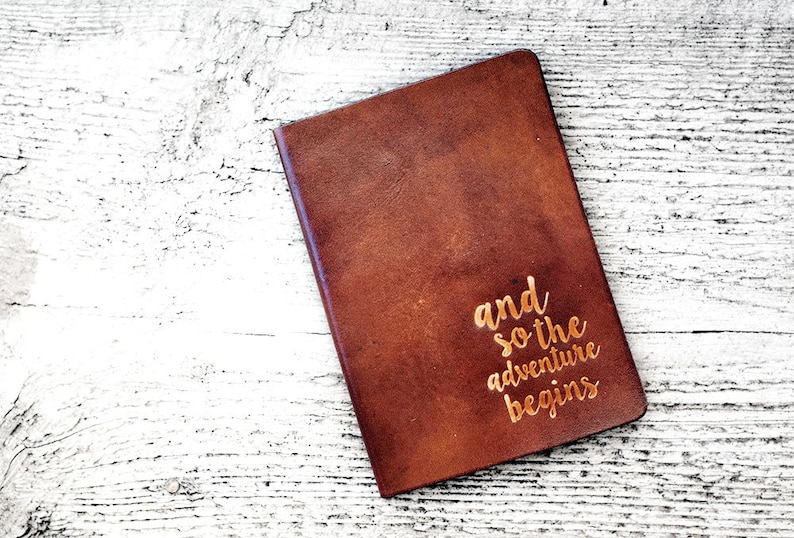 Personalized Leather Passport Holder Travel Wallet, And So The Adventure Begins, Passport Cover, Genuine Leather, Wanderlust Bild 3