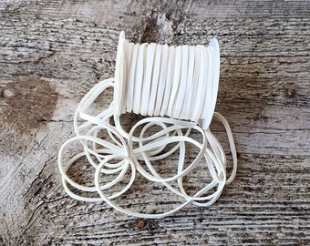 Cordón de piel de ciervo blanca, cordón artesanal de 3 mm, cortado a medida