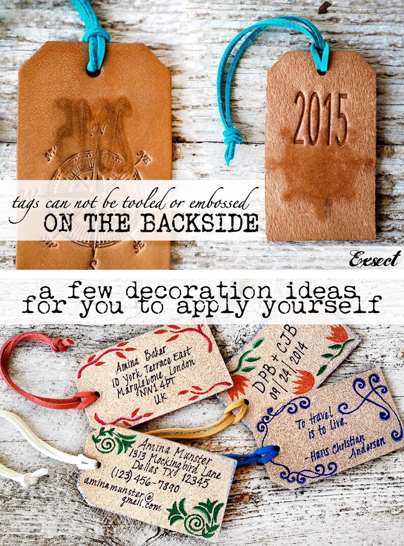 Leather Luggage Tag, Oh The Places You'll Go Travel Quote Travel Gift, Great Stocking Stuff or Graduation Gift zdjęcie 5