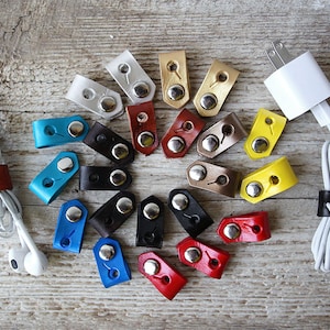 Cord Organizers, Tech Accessories Stocking Stuffers, Tech Gifts, Leather iPhone Lightning Charger Cord Keeper Holder Organizer