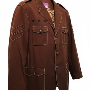 Y2K Concepts Brown Jacket Xl Military Field Style Utility Raw Edges Streetwear NWOT
