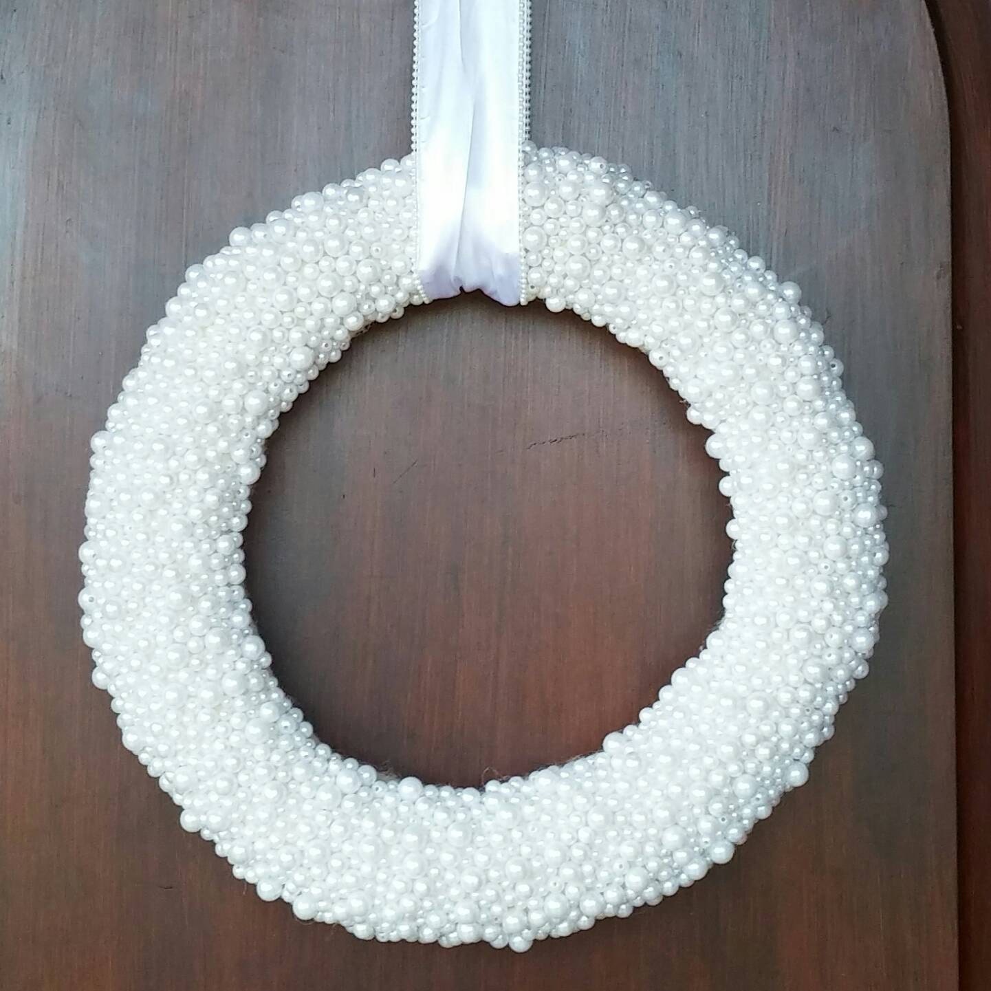 Gorgeous all white pearl and white yarn everyday wreath, pearl wreath, everyday wreath, white wreath
